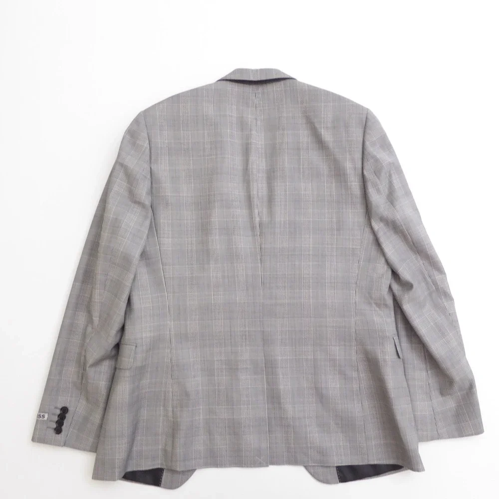 Express Mens Suit Jacket Gray Glen Plaid Wool Blend Photographer Fitted 42L